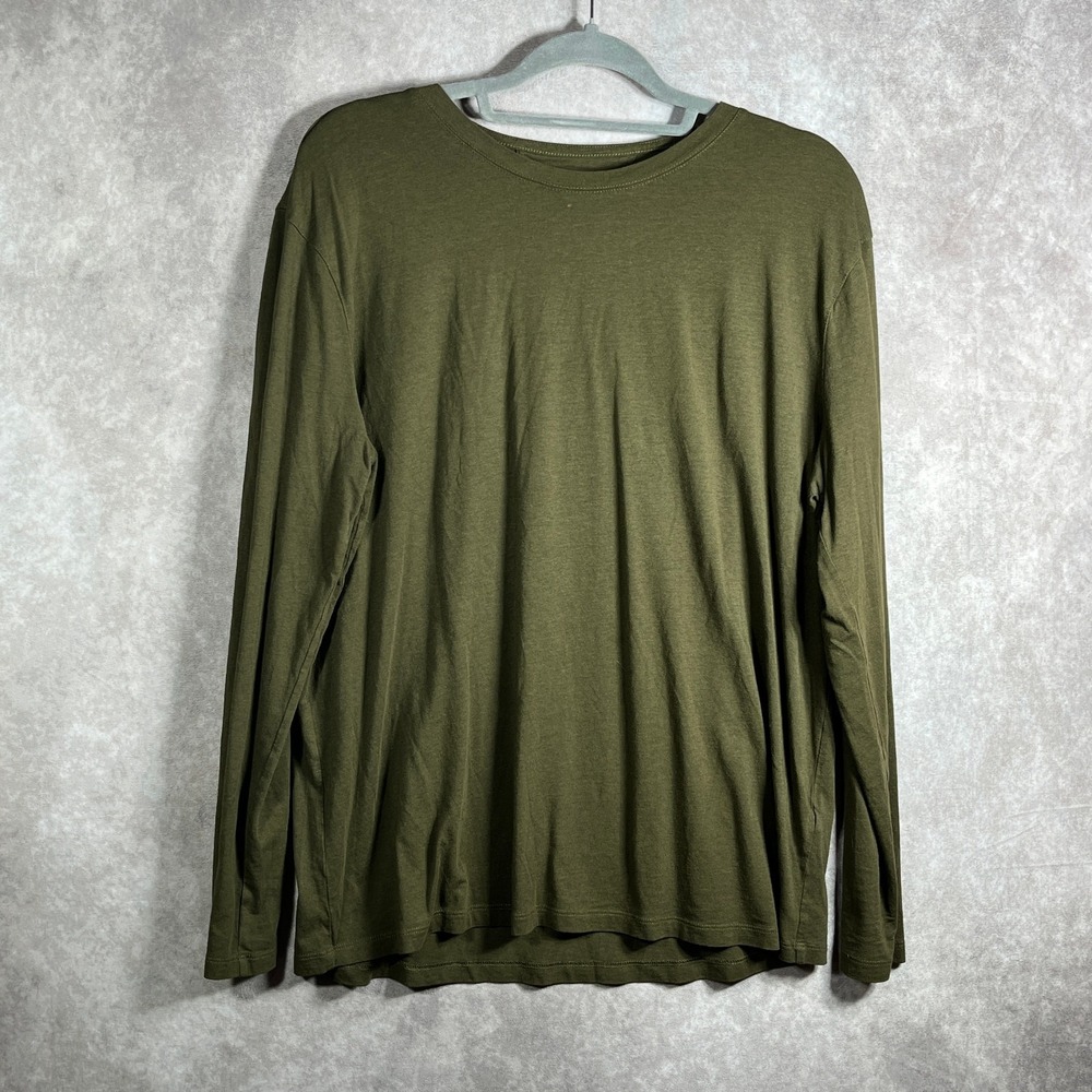 Helmut Lang Shirt Womens Size XL Green Long Sleeves Crew Neck Minimalist Casual